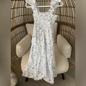Hill House Blue and white botanical Ellie nap dress with pockets XS